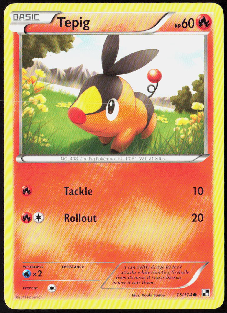 Tepig (15) 15/114 Black and White Pokemon TCG LP
