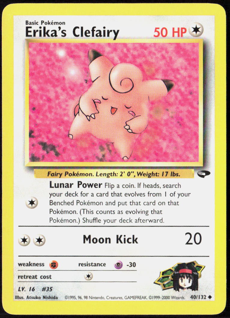 Erika's Clefairy Unlimited 040/132 Gym Challenge Pokemon TCG NM
