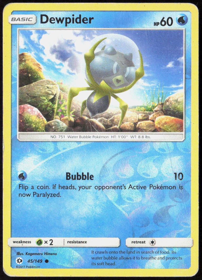 Dewpider Reverse Holo 45/149 SM Base Set Pokemon TCG MP
