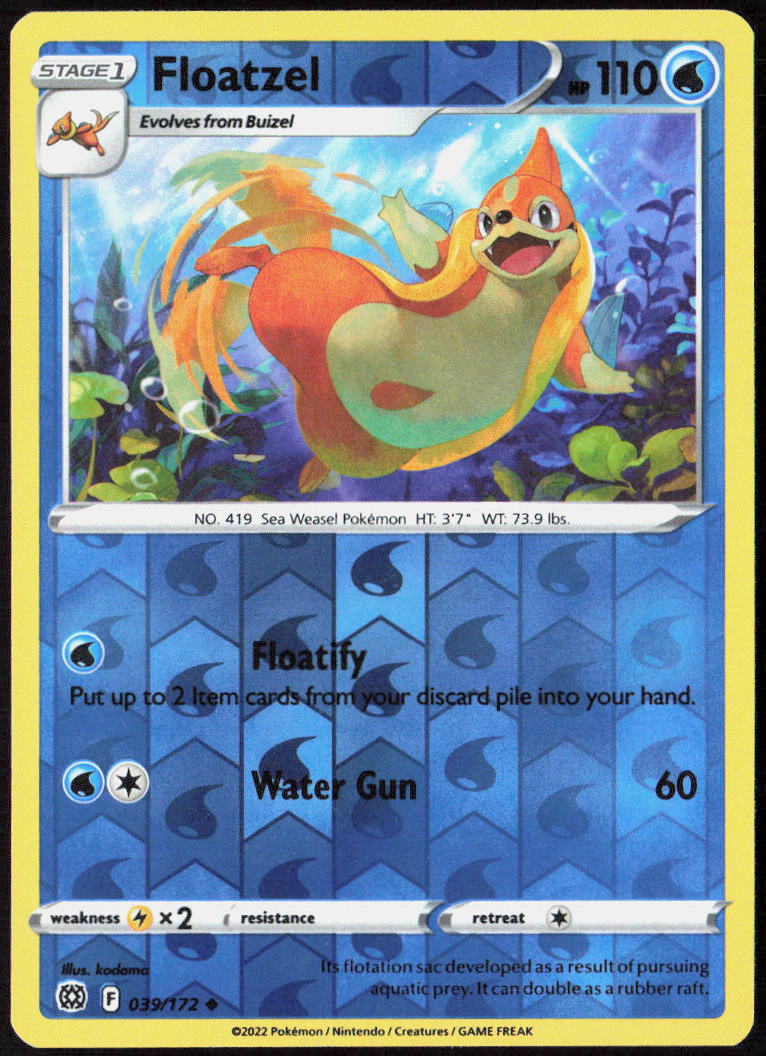 Floatzel Reverse Holo 039/172 SWSH09: Brilliant Stars Pokemon TCG LP