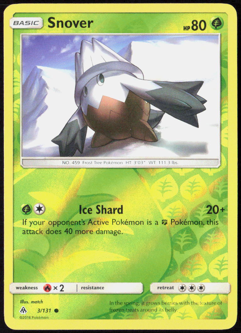 Snover Reverse Holo 3/131 SM - Forbidden Light Pokemon TCG LP