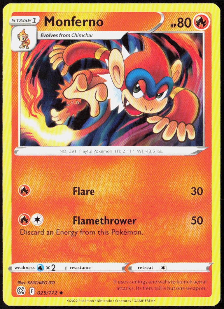 Monferno 025/172 SWSH09: Brilliant Stars Pokemon TCG LP