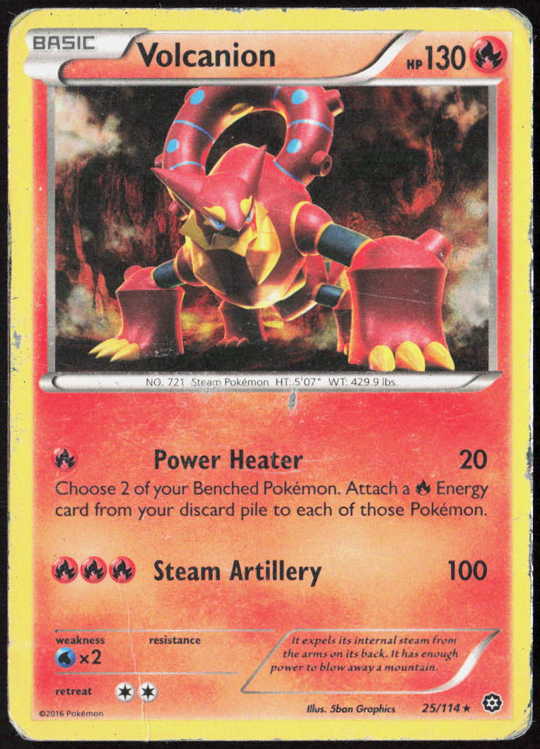 Volcanion Reverse Holo 25/114 XY - Steam Siege Pokemon TCG HP