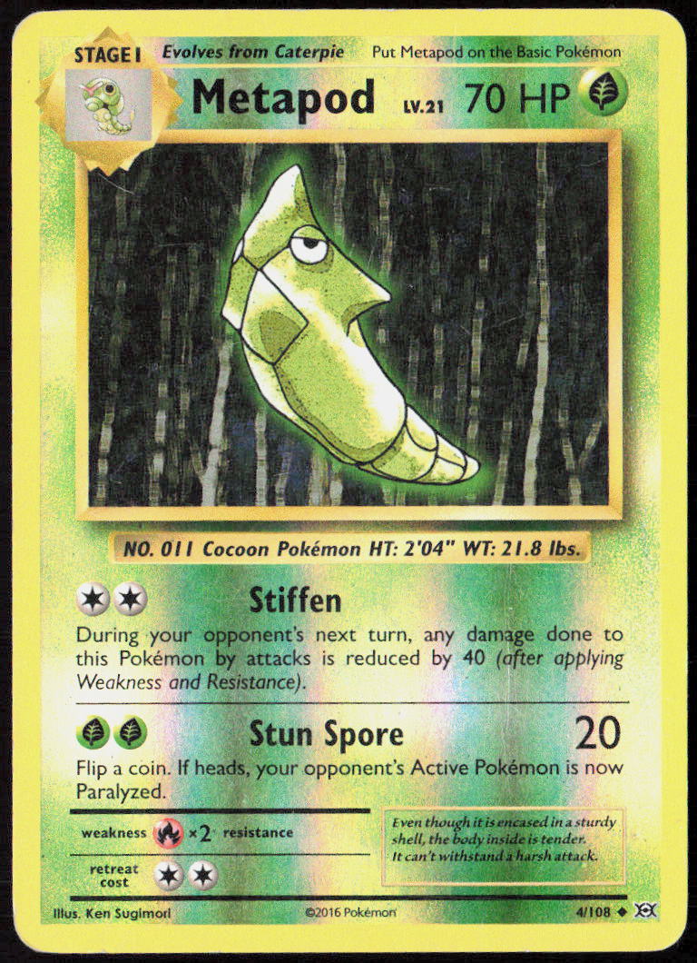 Metapod Reverse Holo 4/108 XY - Evolutions MP