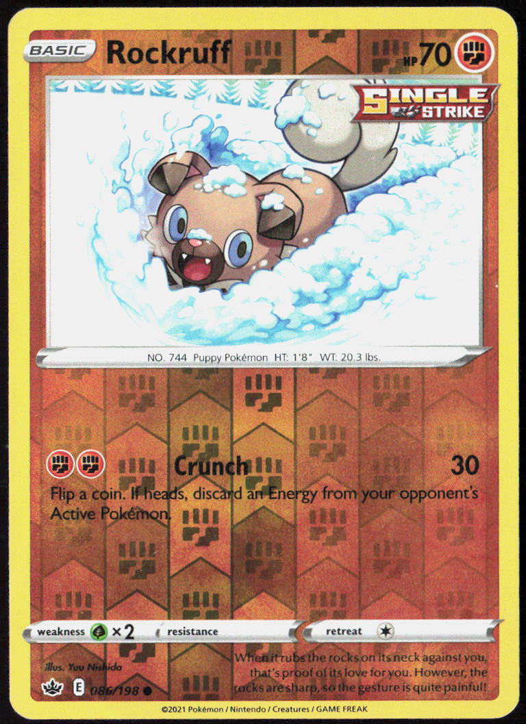 Rockruff Reverse Holo 086/198 SWSH06: Chilling Reign Pokemon TCG LP