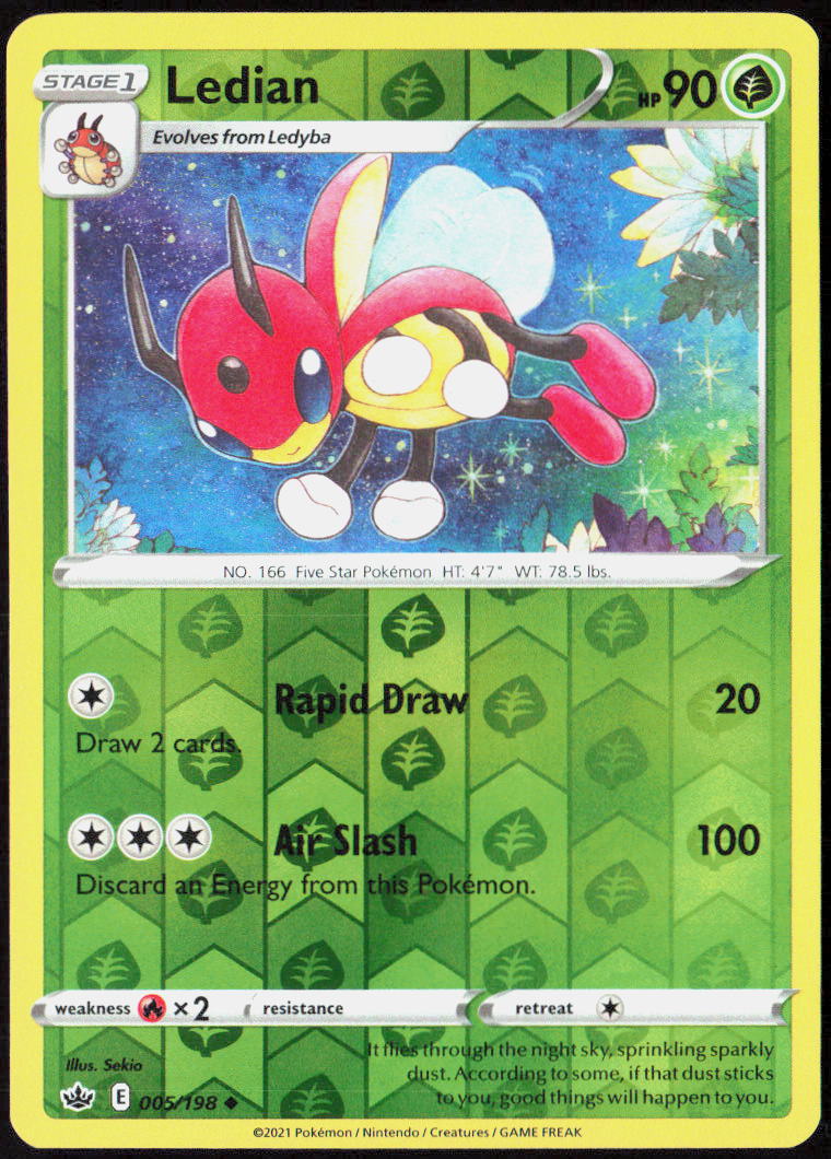 Ledian Reverse Holo 005/198 SWSH06: Chilling Reign NM