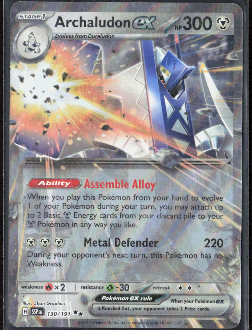 Archaludon ex Holo 130/191 SV08: Surging Sparks Pokemon TCG NM
