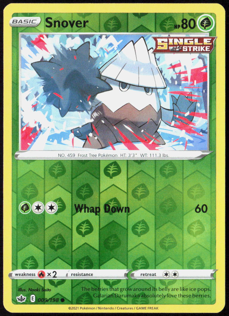 Snover Reverse Holo 009/198 SWSH06: Chilling Reign Pokemon TCG LP
