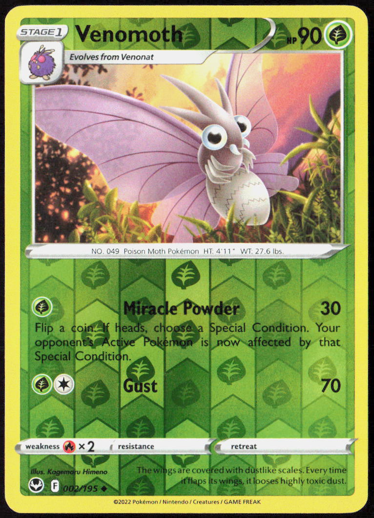 Venomoth 002/195 SWSH12: Silver Tempest Pokemon TCG LP