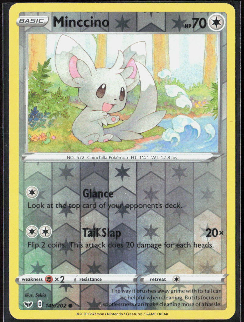 Minccino (145) Reverse Holo 145/202 Sword & Shield Base Set Pokemon TCG LP