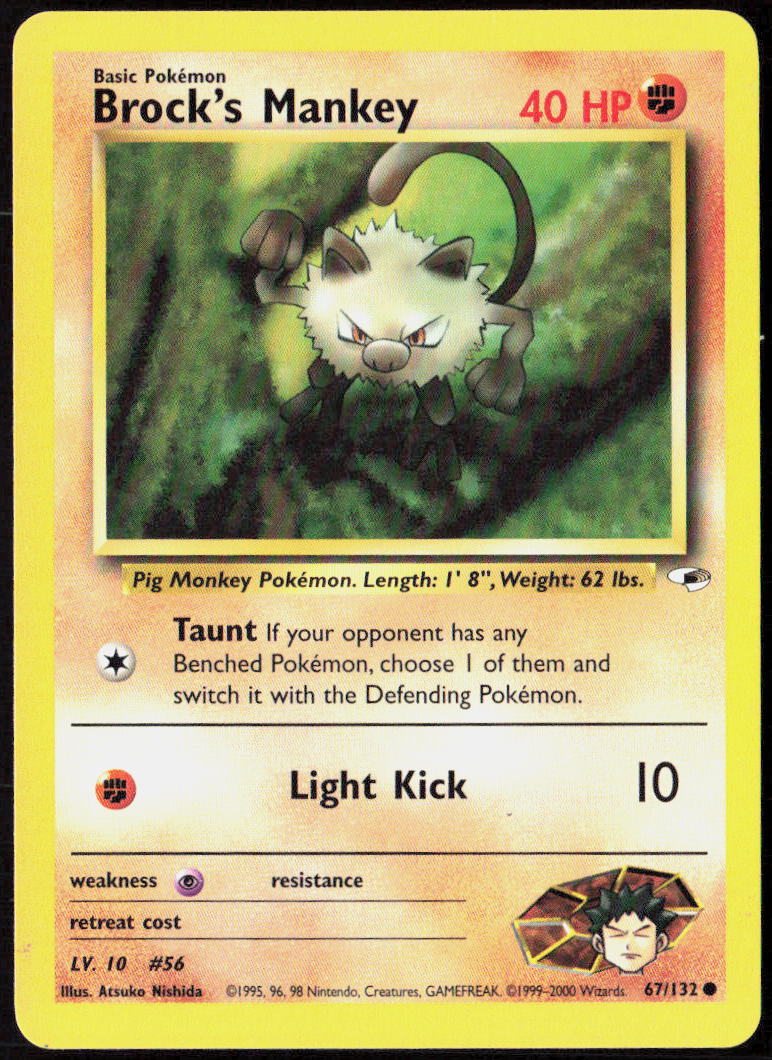 Brock's Mankey (67) Unlimited 067/132 Gym Heroes Pokemon TCG LP