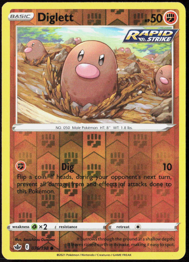Diglett Reverse Holo 076/198 SWSH06: Chilling Reign LP