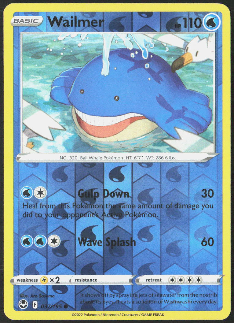 Wailmer Reverse Holo 037/195 SWSH12: Silver Tempest Pokemon TCG LP