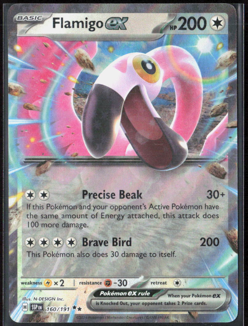 Flamigo ex Holo 160/191 SV08: Surging Sparks Pokemon TCG NM