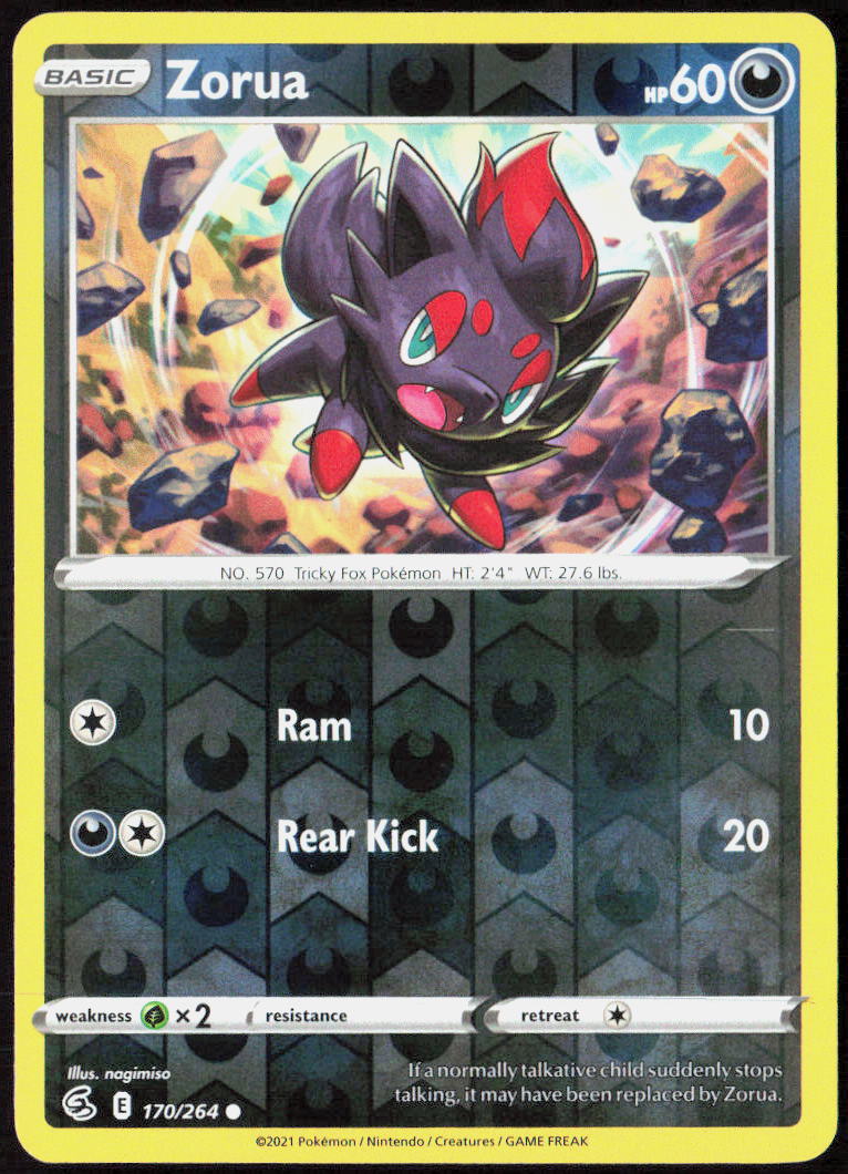 Zorua Reverse Holo 170/264 SWSH08: Fusion Strike NM