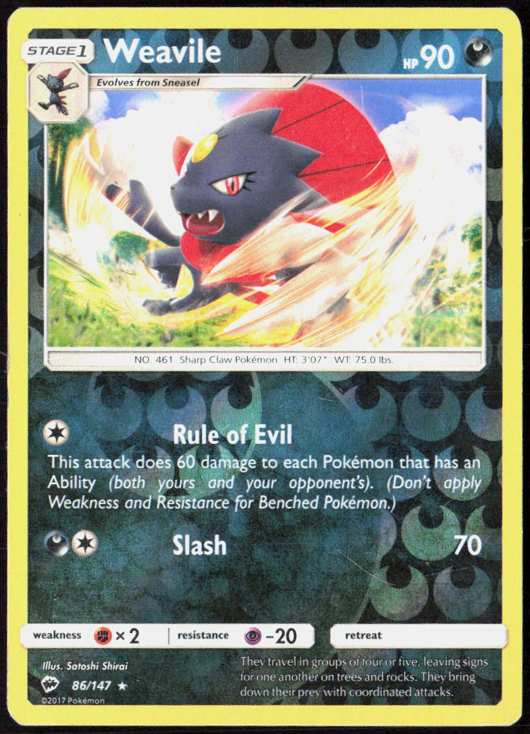 Weavile Reverse Holo 86/147 SM - Burning Shadows MP