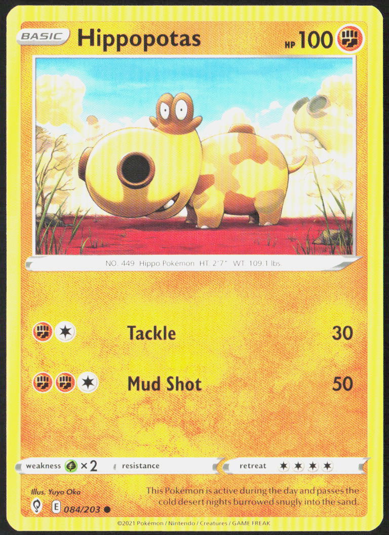 Hippopotas 084/203 SWSH07: Evolving Skies Pokemon TCG LP