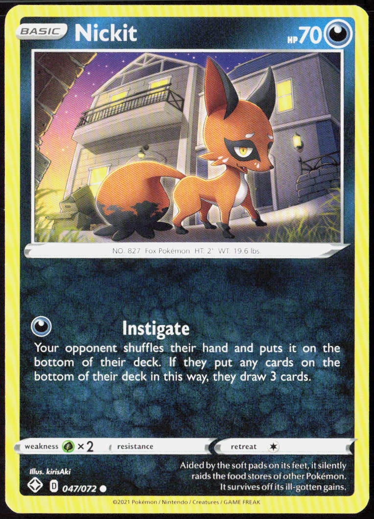 Nickit 047/072 Shining Fates Pokemon TCG LP