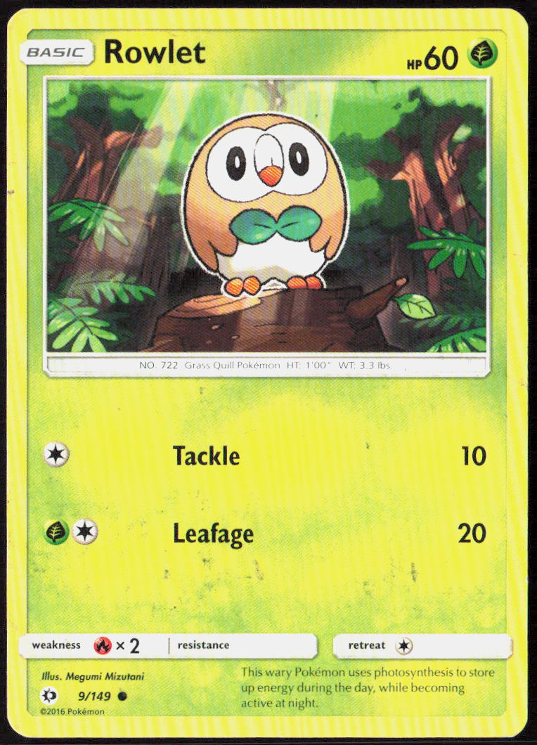 Rowlet 9/149 SM Base Set Pokemon TCG LP