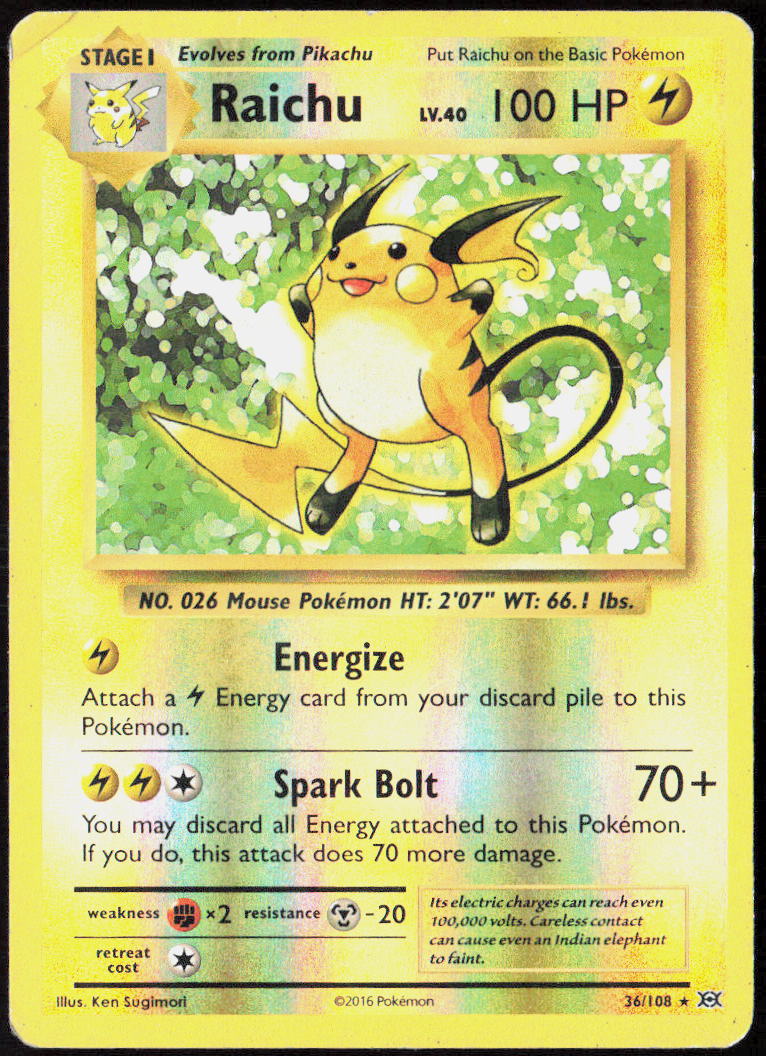 Raichu Reverse Holo 36/108 XY - Evolutions MP