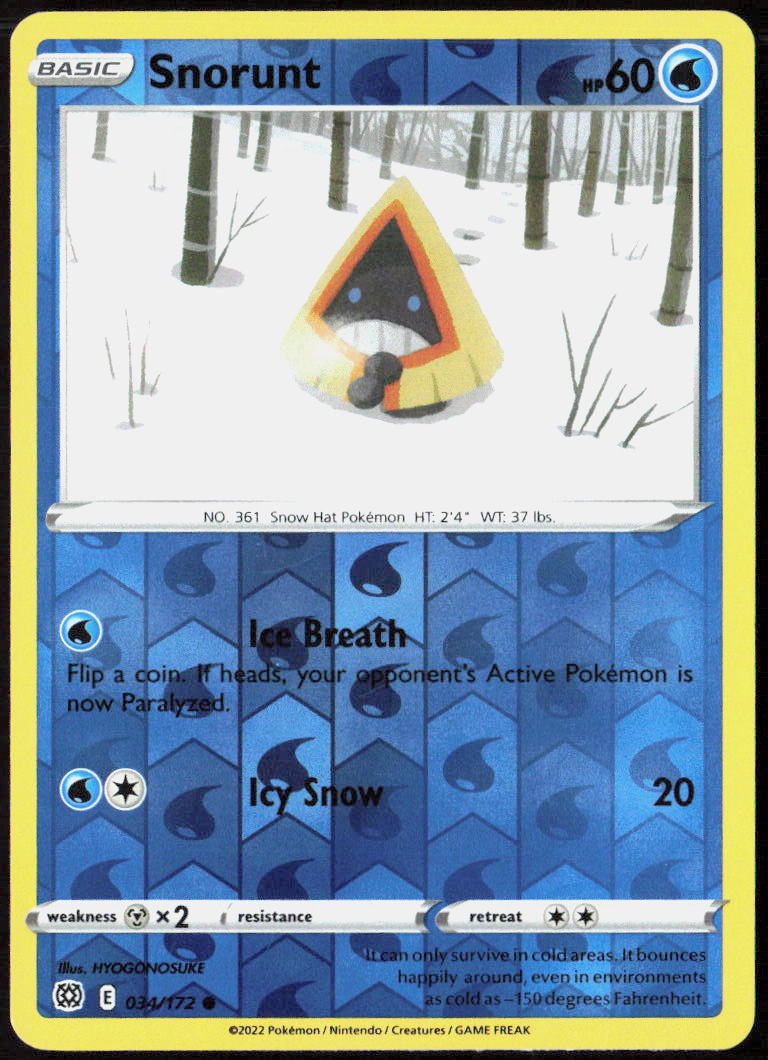 Snorunt Reverse Holo 034/172 SWSH09: Brilliant Stars Pokemon TCG LP