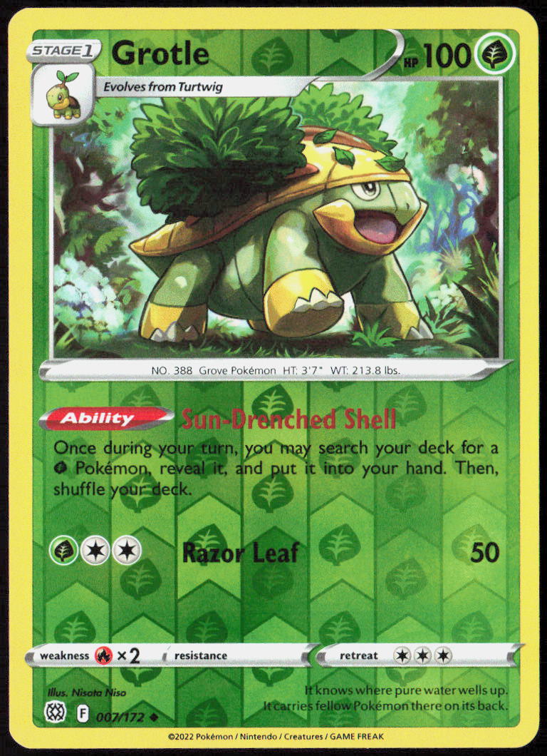 Grotle Reverse Holo 007/172 SWSH09: Brilliant Stars Pokemon TCG LP