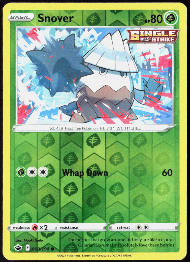 Snover Reverse Holo 009/198 SWSH06: Chilling Reign NM