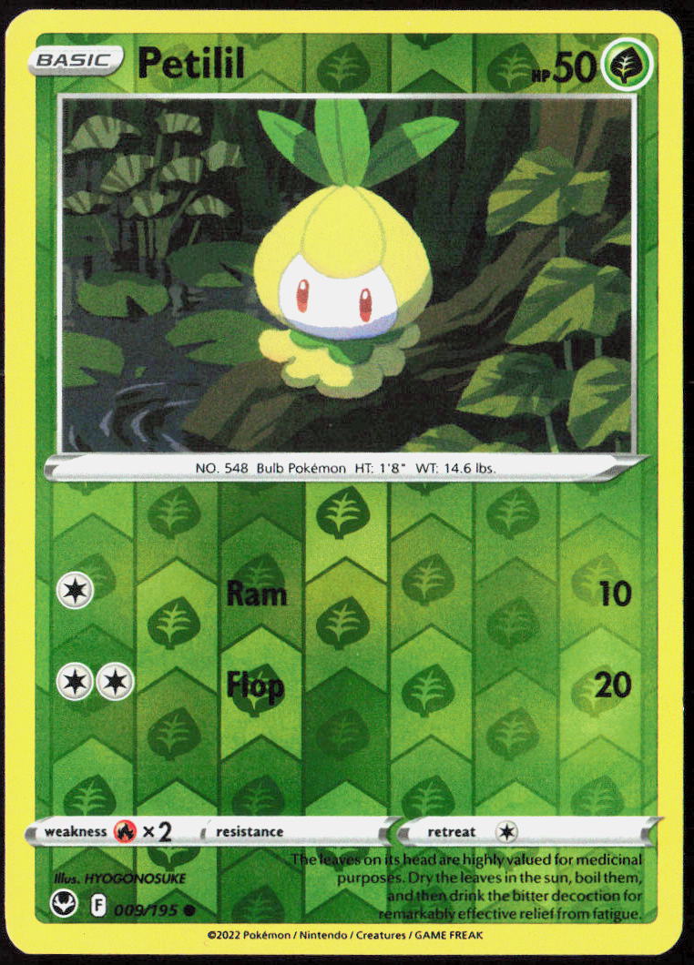 Petilil Reverse Holo 009/195 SWSH12: Silver Tempest Pokemon TCG LP