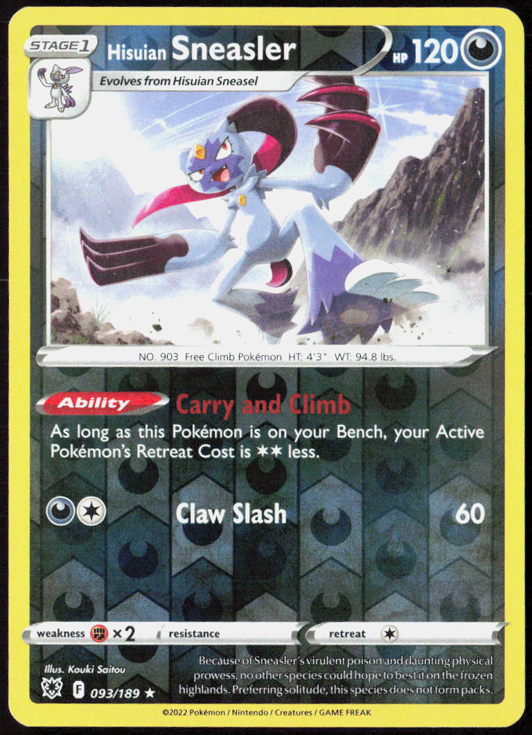 Hisuian Sneasler Reverse Holo 093/189 SWSH10: Astral Radiance Pokemon TCG LP
