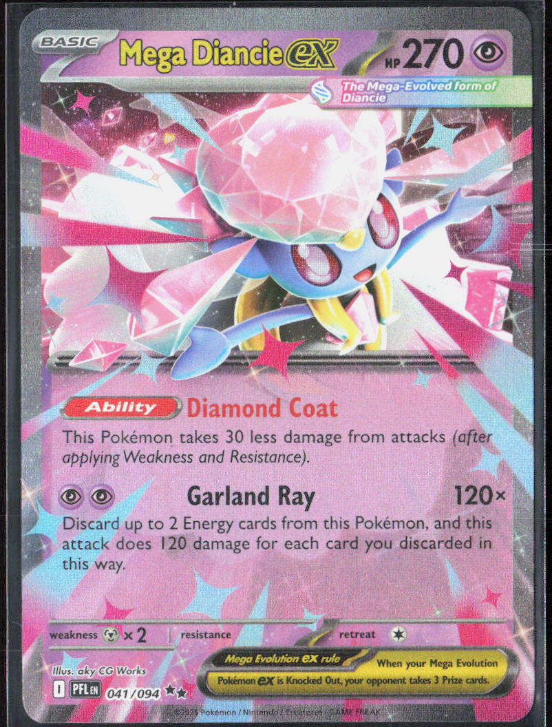 Mega Diancie ex Holo 041/094 ME02: Phantasmal Flames Pokemon TCG NM