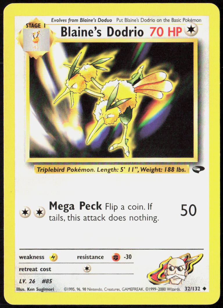 Blaine's Dodrio Unlimited 032/132 Gym Challenge Pokemon TCG NM