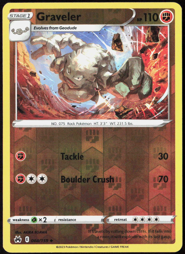 Graveler Reverse Holo 068/159 SWSH: Crown Zenith Pokemon TCG LP
