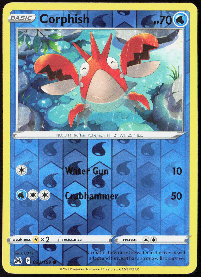 Corphish Reverse Holo 033/159 SWSH: Crown Zenith Pokemon TCG LP