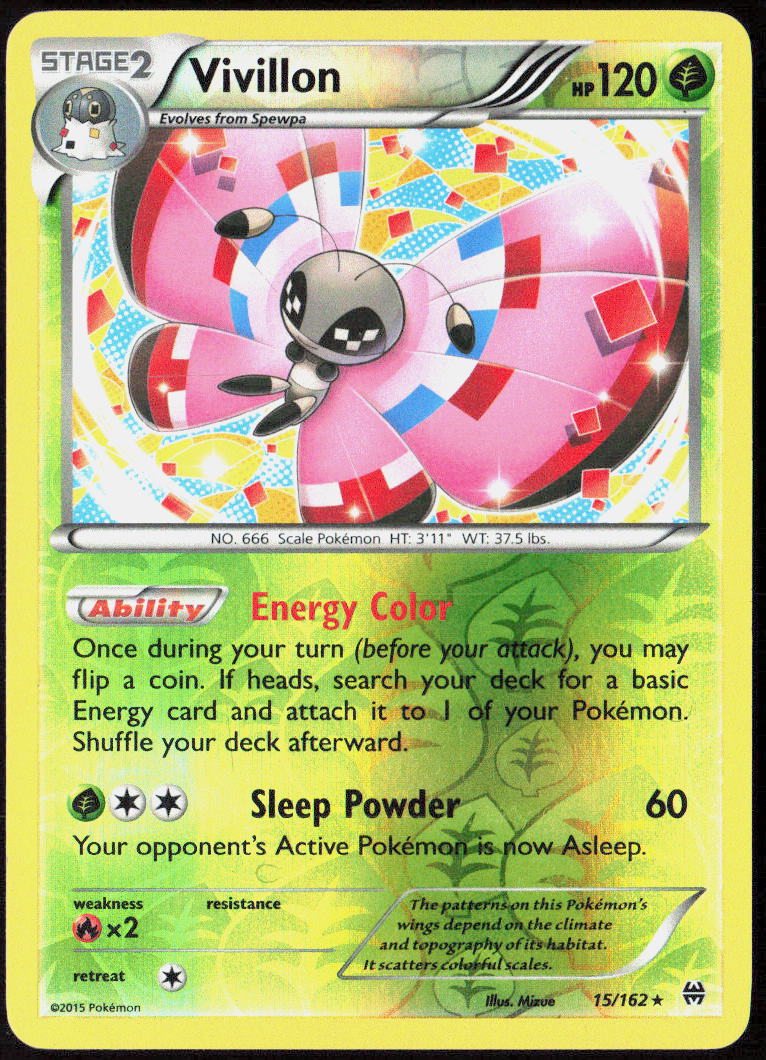Vivillon Reverse Holo 15/162 XY - BREAKthrough Pokemon TCG LP