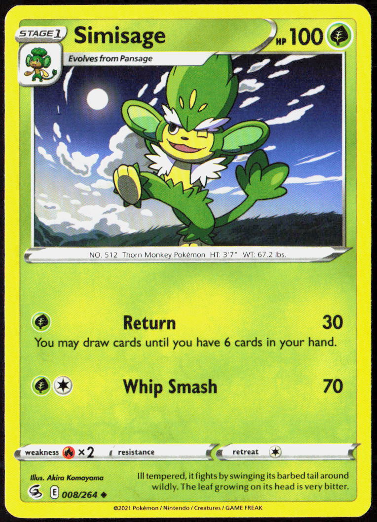 Simisage 008/264 SWSH08: Fusion Strike Pokemon TCG LP