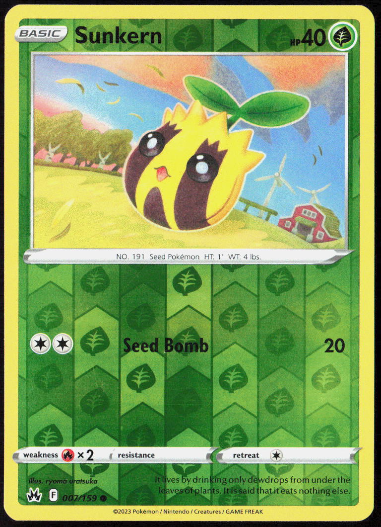 Sunkern Reverse Holo 007/159 SWSH: Crown Zenith Pokemon TCG LP