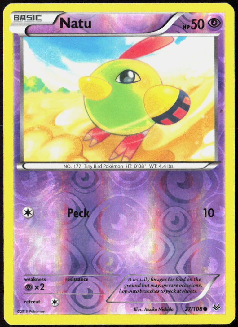 Natu (27) Reverse Holo 27/108 XY - Roaring Skies Pokemon TCG LP