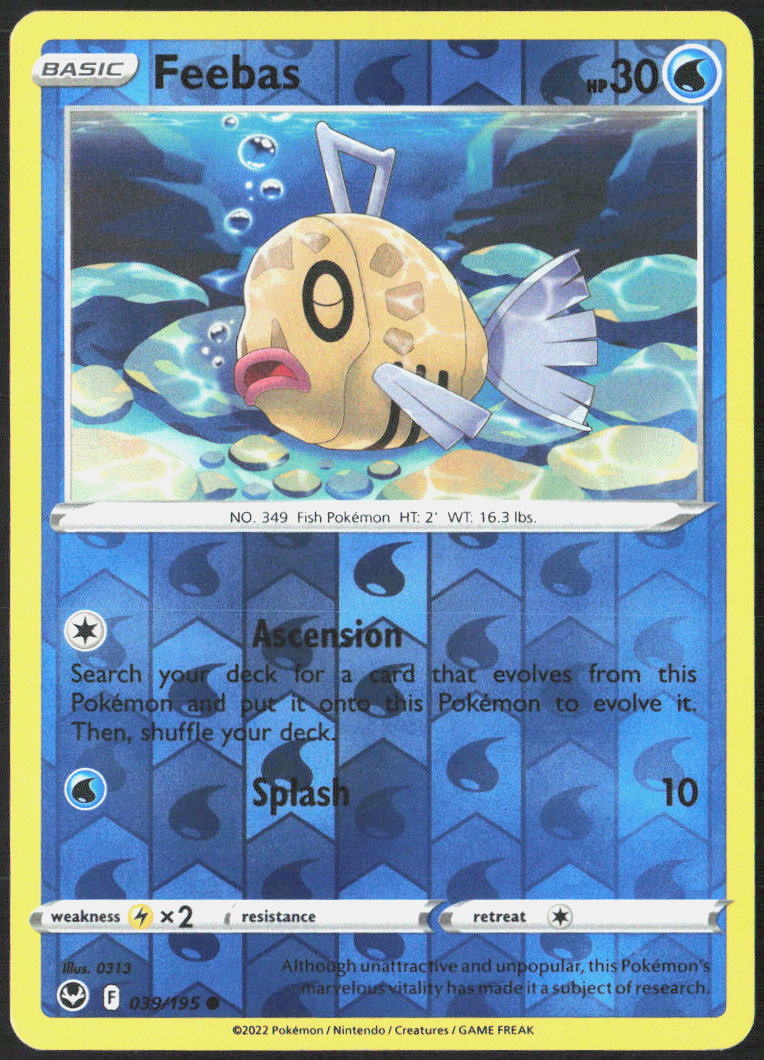 Feebas Reverse Holo 039/195 SWSH12: Silver Tempest Pokemon TCG LP