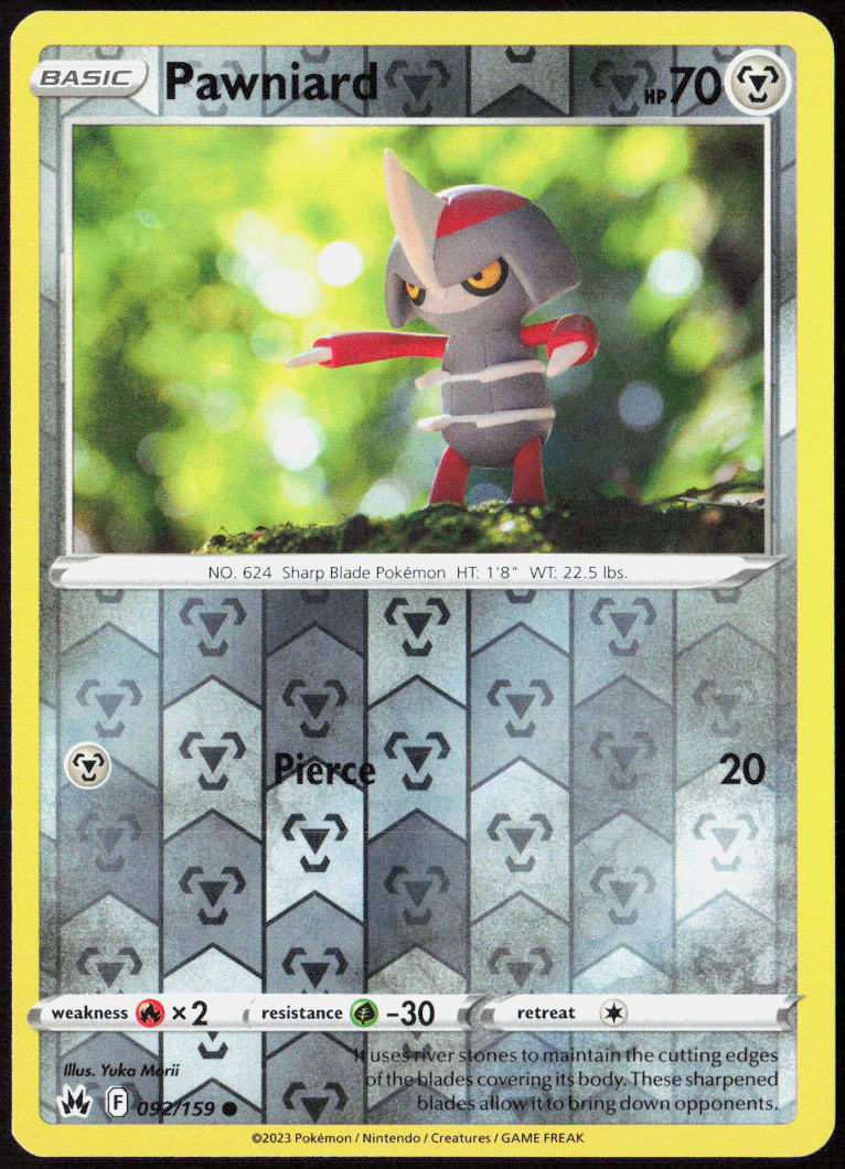 Pawniard (92) Reverse Holo 092/159 SWSH: Crown Zenith Pokemon TCG LP
