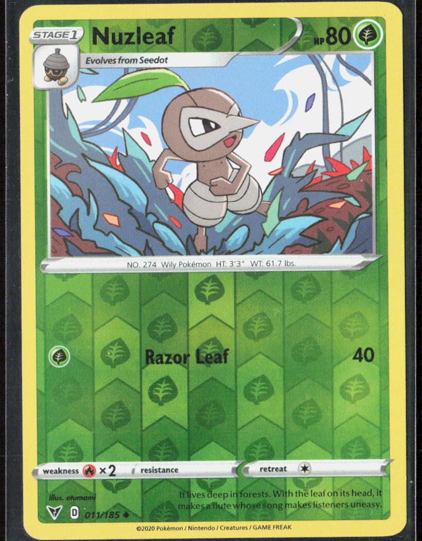 Nuzleaf Reverse Holo 011/185 SWSH04: Vivid Voltage Pokemon TCG LP