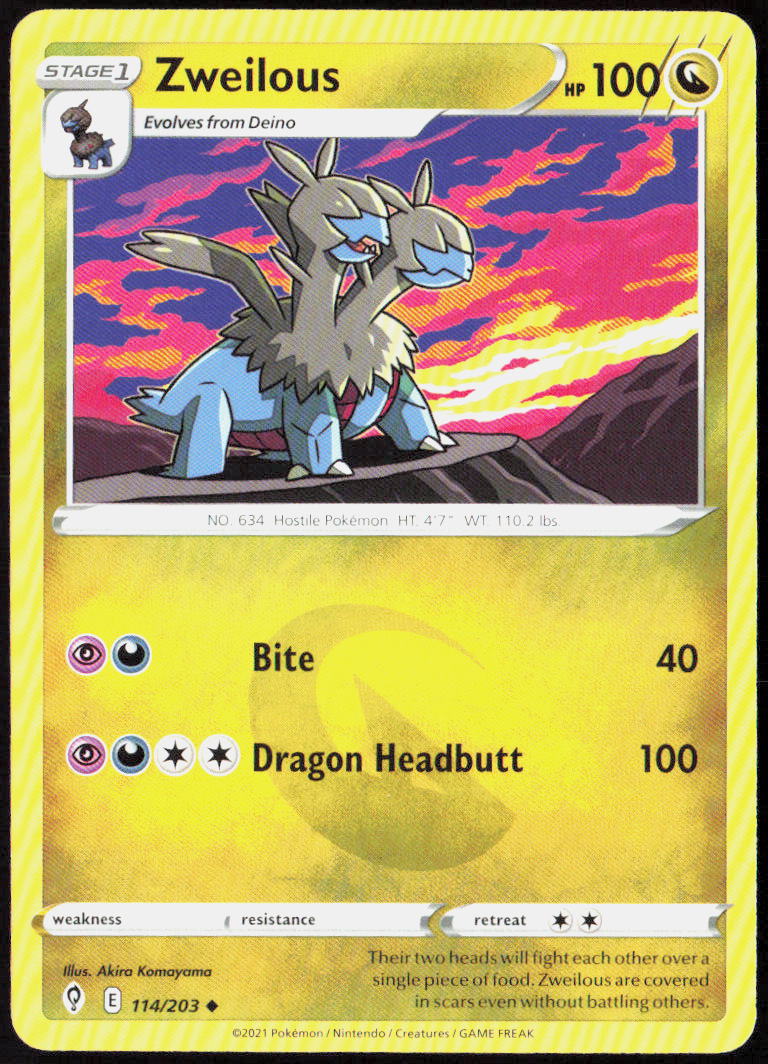Zweilous 114/203 SWSH07: Evolving Skies Pokemon TCG LP
