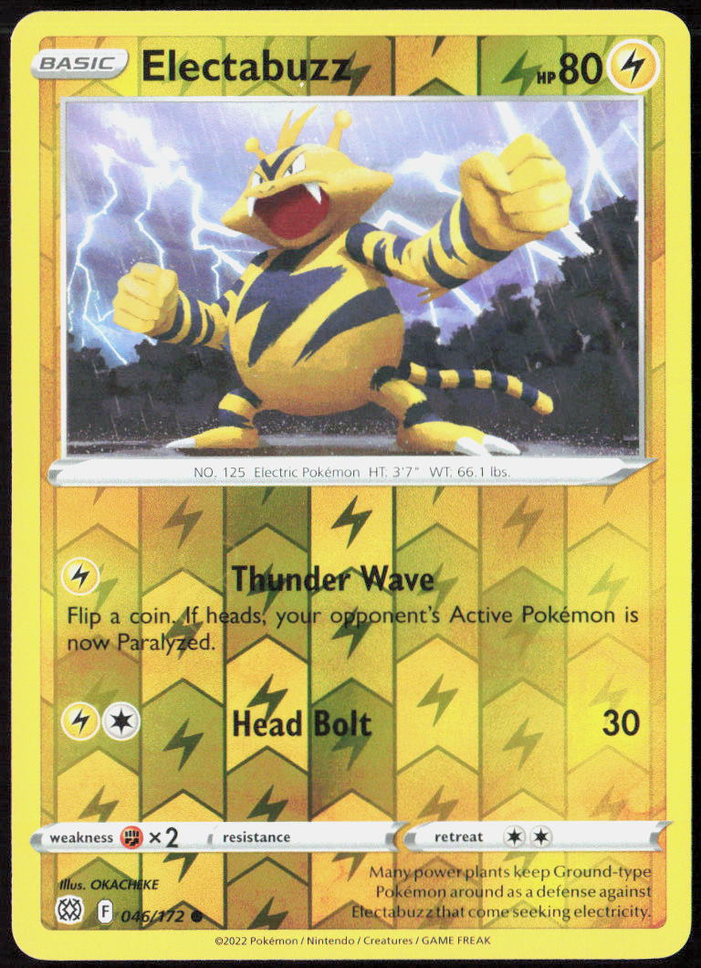 Electabuzz Reverse Holo 046/172 SWSH09: Brilliant Stars Pokemon TCG LP