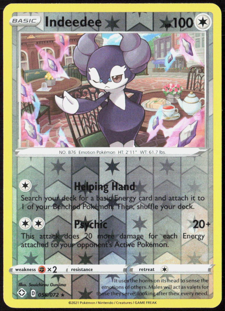 Indeedee Reverse Holo 056/072 Shining Fates Pokemon TCG LP