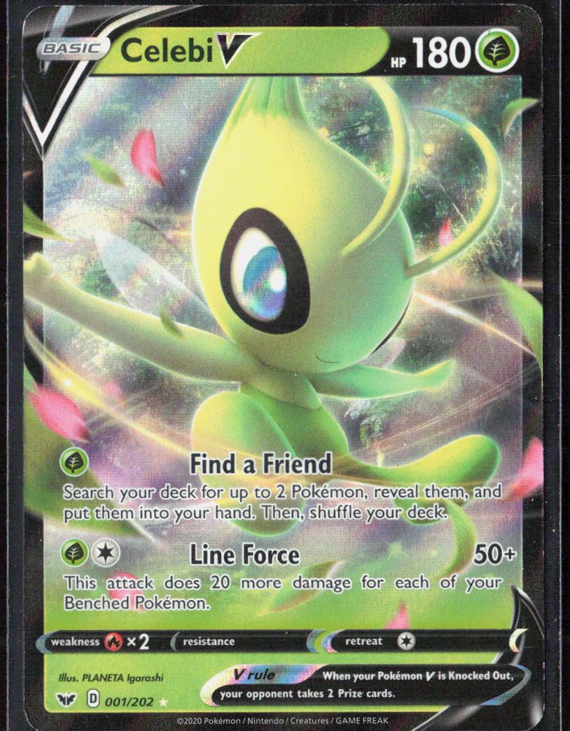 Celebi V Holo 001/202 SWSH01: Sword & Shield Base Set Pokemon TCG NM