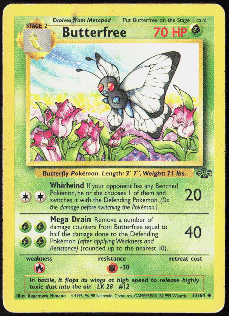 Butterfree Unlimited 33/64 Jungle Pokemon TCG MP