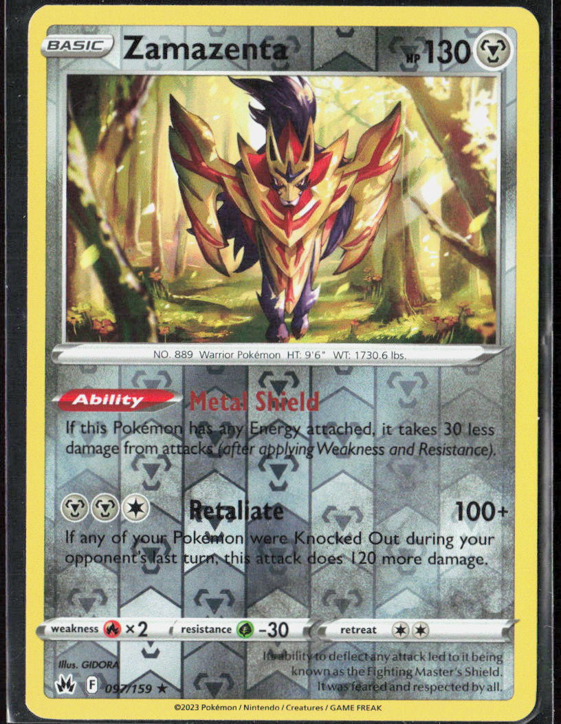 Zamazenta Reverse Holo 097/159 SWSH: Crown Zenith Pokemon TCG LP