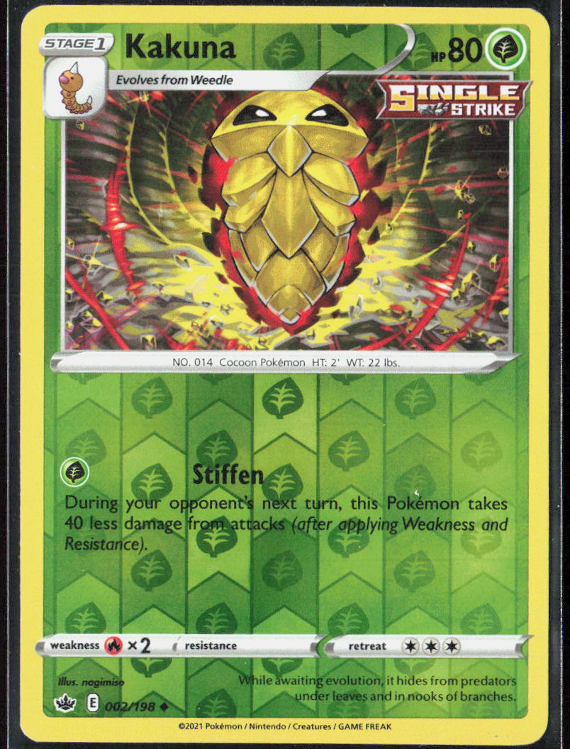 Kakuna Reverse Holo 002/198 SWSH06: Chilling Reign Pokemon TCG LP