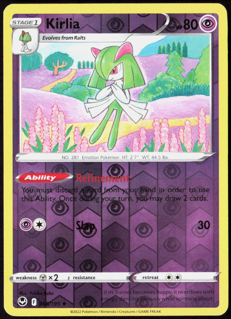 Kirlia Reverse Holo 068/195 SWSH12: Silver Tempest Pokemon TCG LP
