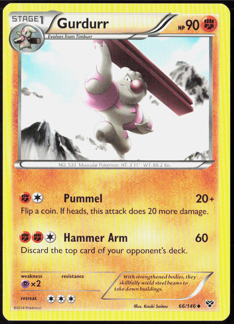 Gurdurr 66/146 XY Base Set Pokemon TCG LP