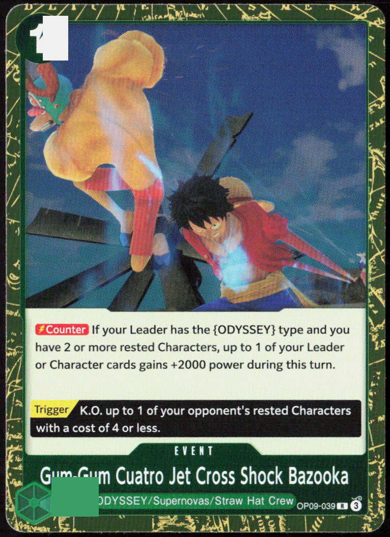Gum-Gum Cuatro Jet Cross Shock Bazooka Foil OP09-039 Emperor in the World CCG NM